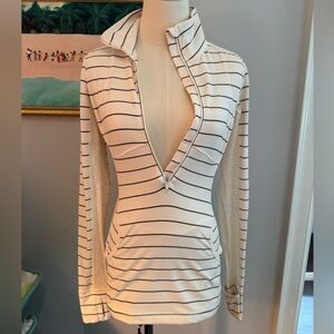 White Lululemon zip up jacket with sheer lace details